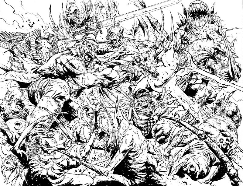 Tavola tratta da Frankenstein, agente dello S.H.A.D.E. - chine<br>disegni di Alberto Ponticelli<br><i>(c) TM & © 2013 DC Comics - Edizione italiana: Lion Comics</i>