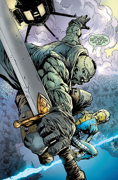Tavola tratta da Frankenstein, agente dello S.H.A.D.E.<br>disegni di Alberto Ponticelli, colori di Jose Villarrubia<br><i>(c) TM & © 2013 DC Comics - Edizione italiana: Lion Comics</i>