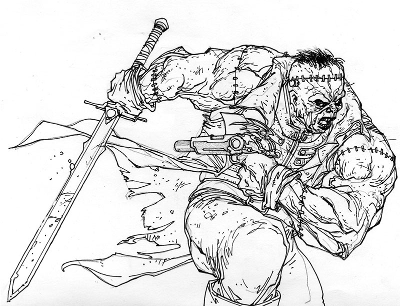 Studio Personaggi: Frankenstein Studio Personaggi: Frankenstein<br>disegni di Alberto Ponticelli<br><i>(c) TM & © 2013 DC Comics - Edizione italiana: Lion Comics</i>