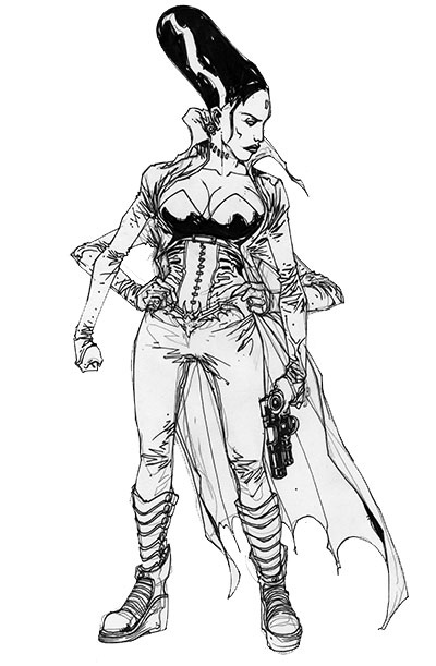 Studio Personaggi: Bride<br>disegni di Alberto Ponticelli<br><i>(c) TM & © 2013 DC Comics - Edizione italiana: Lion Comics</i>