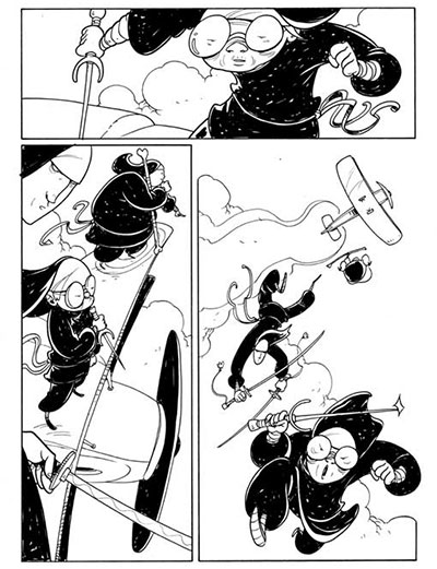 Tavola tratta da Suore Ninja numero 1<br>disegni di Vanessa Cardinali<br><i>(c) 2013 Davide La Rosa, Vanessa Cardinali & Edizioni Star Comics</i>