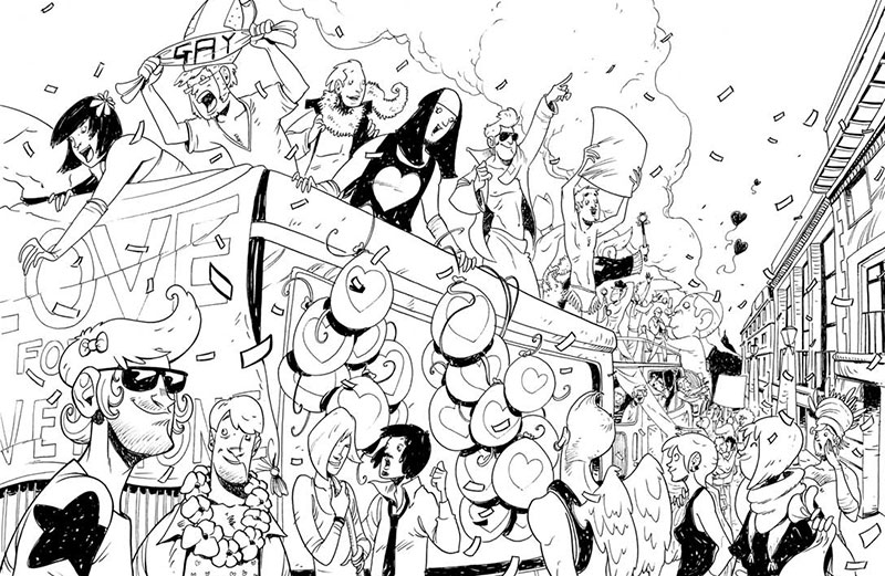 Tavola doppia tratta da Suore Ninja numero 1<br>disegni di Vanessa Cardinali<br><i>(c) 2013 Davide La Rosa, Vanessa Cardinali & Edizioni Star Comics</i>
