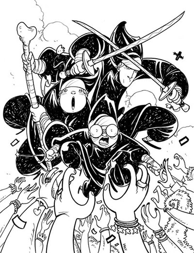 Suore Ninja - Chine Cover Numero 1<br>disegni di Vanessa Cardinali<br><i>(c) 2013 Davide La Rosa, Vanessa Cardinali & Edizioni Star Comics</i>