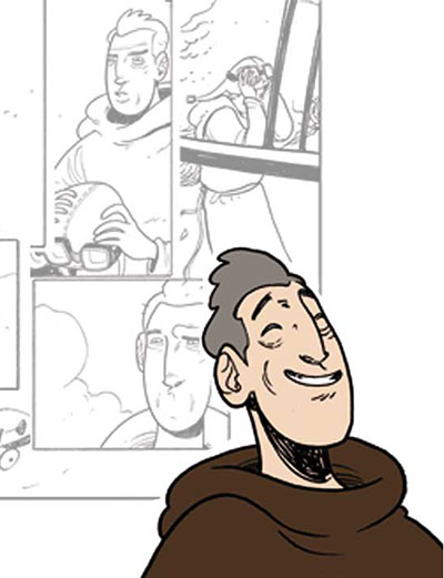 Suore Ninja - Studio Personaggi: Frate Antoine<br>disegni di Vanessa Cardinali<br><i>(c) 2013 Davide La Rosa, Vanessa Cardinali & Edizioni Star Comics</i>