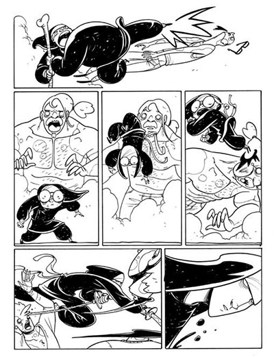 Tavola tratta da Suore Ninja numero 1<br>disegni di Vanessa Cardinali<br><i>(c) 2013 Davide La Rosa, Vanessa Cardinali & Edizioni Star Comics</i>