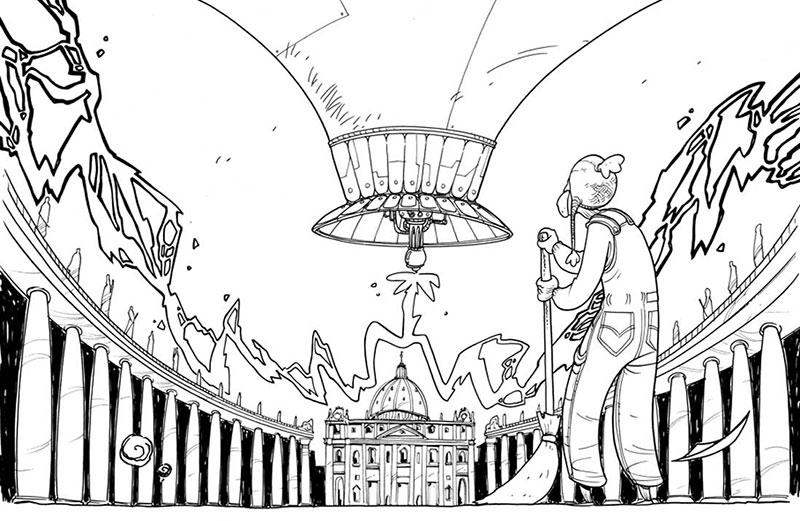 Tavola doppia tratta da Suore Ninja numero 2<br>disegni di Vanessa Cardinali<br><i>(c) 2013 Davide La Rosa, Vanessa Cardinali & Edizioni Star Comics</i>