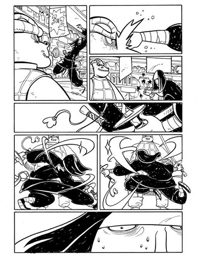 Tavola tratta da Suore Ninja numero 2<br>disegni di Vanessa Cardinali<br><i>(c) 2013 Davide La Rosa, Vanessa Cardinali & Edizioni Star Comics</i>
