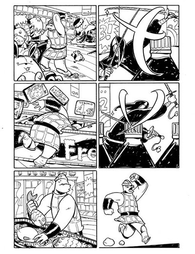 Tavola tratta da Suore Ninja numero 2<br>disegni di Vanessa Cardinali<br><i>(c) 2013 Davide La Rosa, Vanessa Cardinali & Edizioni Star Comics</i>