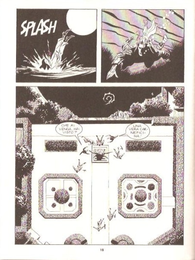 Demian in azione sul Lago Maggiore Demian in azione sul Lago Maggiore<br>Tavola di A. Castiglioni, pag.18<br><i>(c) 2012 Sergio Bonelli editore</i>