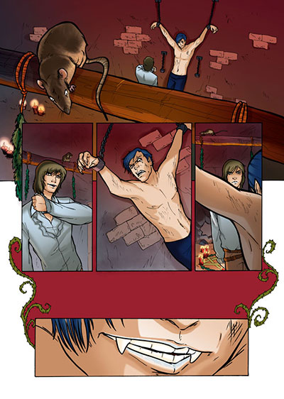 Tavola tratta da Vampire's Tears numero 5<br>disegni di Roberta Pierpaoli, colori Marina Iovine e Gianluca Perfetti<br><i>(c) 2013 Salvatore Taormina</i>