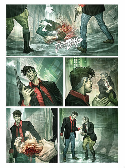 Tavola tratta dal Color Fest numero 10: "Addio, Groucho"<br>disegni e colori di Paolo Martinello<br><i>(c) 2013 Sergio Bonelli Editore - fonte <a href="http://useless75.blogspot.it" target="_blank">Paolo Martinello: blog</a></i>