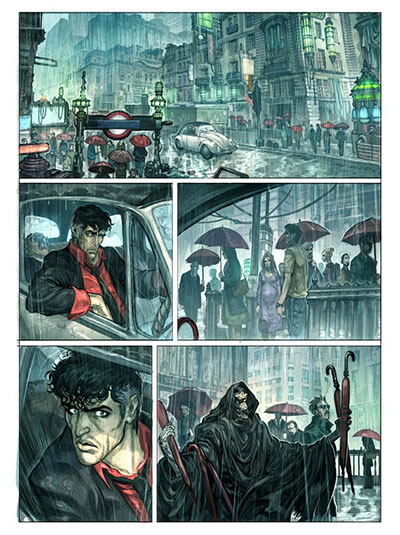 Tavola tratta dal Color Fest numero 10: "Addio, Groucho"<br>disegni e colori di Paolo Martinello<br><i>(c) 2013 Sergio Bonelli Editore - fonte <a href="http://www.ddcomics.it/2013/01/18/dylan-dog-horror-color-fest-9" target="_blank">DDComics.it</a></i>