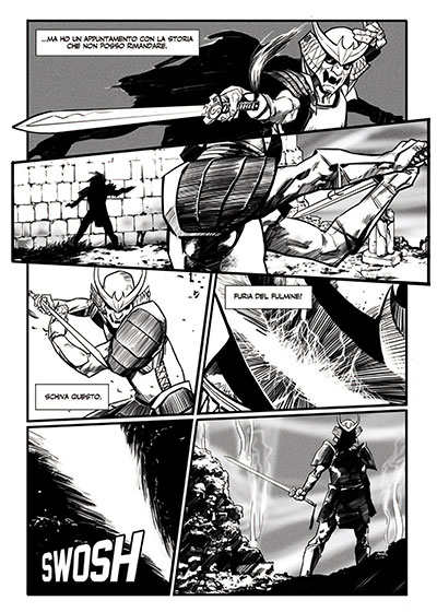 Tavola tratta dall'albo Game Over<br>disegni di Paolo D'Antonio<br><i>(c) 2013 Villain Comics</i>
