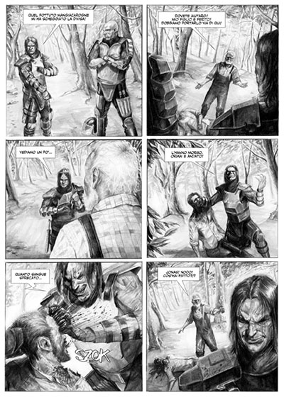 Tavola tratta da Il Regno dei Morti numero 2<br>disegni di Mauro Belfiore<br><i>(c) 2013 Villain Comics</i>