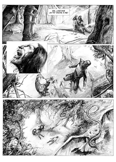 Tavola tratta da Il Regno dei Morti numero 2<br>disegni di Mauro Belfiore<br><i>(c) 2013 Villain Comics</i>