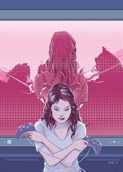 Cover Game Over<br>disegni di Stefano Simeone<br><i>(c) 2013 Villain Comics</i>