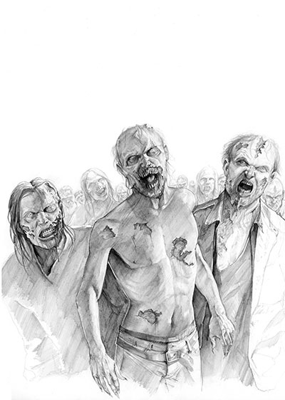 Cover Il Regno dei Morti numero 2 - matita<br>disegni di Mauro Belfiore<br><i>(c) 2013 Villain Comics</i>
