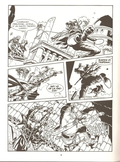Inseguimento sui tetti Inseguimento sui tetti<br>Tavola di G.Matteoni, pag.8<br><i>(c) 2013 Sergio Bonelli editore</i>