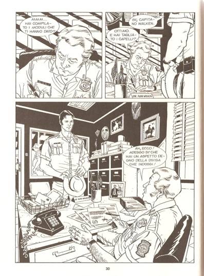 Jude Towanka: un nuovo poliziotto in città<br>Tavola di E. Barletta, pag.30<br><i>(c) 2013 Sergio Bonelli editore</i>
