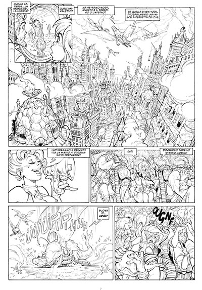 tavola tratta da EKHÖ mondo specchio Volume 1<br>disegni di Alessandro Barbucci<br><i>(c) 2013 Bao Publishing</i>