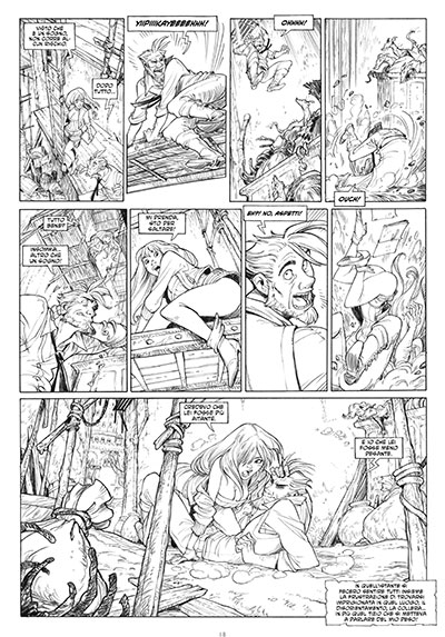 tavola tratta da EKHÖ mondo specchio Volume 1<br>disegni di Alessandro Barbucci<br><i>(c) 2013 Bao Publishing</i>