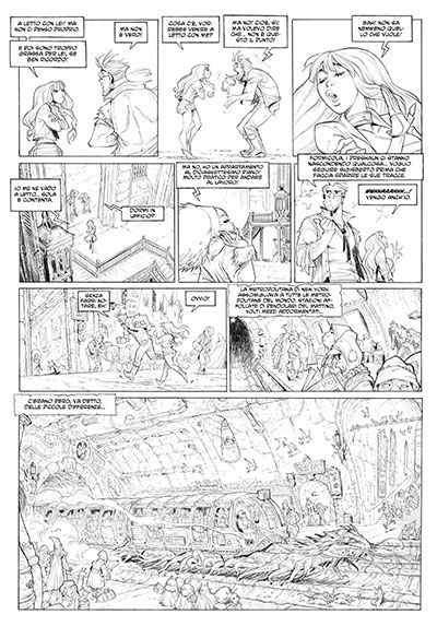 tavola tratta da EKHÖ mondo specchio Volume 1<br>disegni di Alessandro Barbucci<br><i>(c) 2013 Bao Publishing</i>