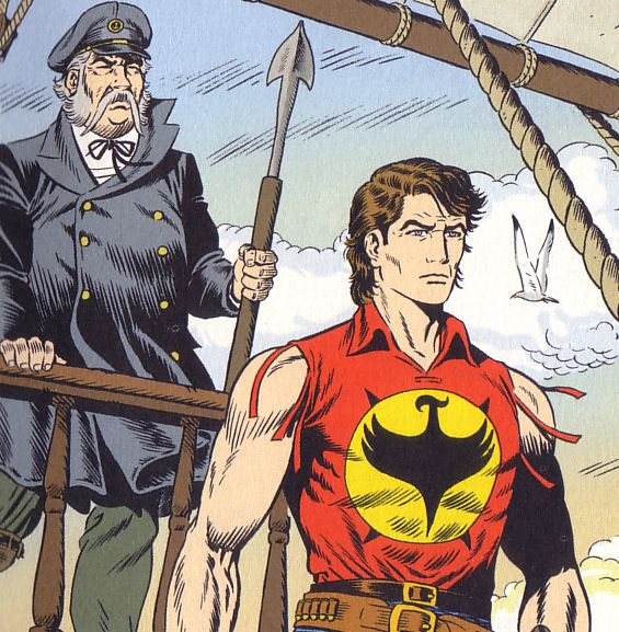 Fishleg e Zagor<br>illustrazione di Walter Venturi, Color Zagor n.1, tratta dal frontespizio<br><i>(c) 2013 Sergio Bonelli Editore</i>