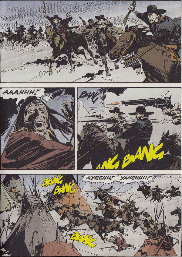 Giovanni Ticci al meglio: l'attacco dei mormoni<br>Color Tex 3, pag. 39 - Tavola di Giovanni Ticci<br><i>(c) 2013 Sergio Bonelli Editore</i>