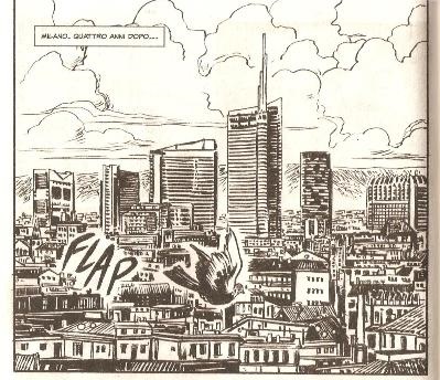 Le torri di Milano<br>Vignetta di L.Genovese, Long Wey n.1, pag.20<br><i>(c) 2013 Editoriale Aurea</i>