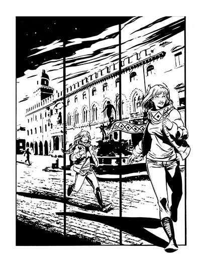 Tavola tratta da Davvero numero 5<br>disegni di Elena Cesana e Roberta Ingranata<br><i>(c) 2012 Paola Barbato & Edizioni Arcadia</i>