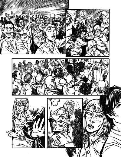 Tavola tratta da Davvero numero 6<br>disegni di Michela Da Sacco<br><i>(c) 2013 Paola Barbato & Edizioni Arcadia</i>