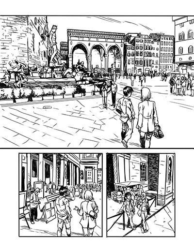Tavola tratta da Davvero numero 6<br>disegni di Michela Da Sacco<br><i>(c) 2013 Paola Barbato & Edizioni Arcadia</i>