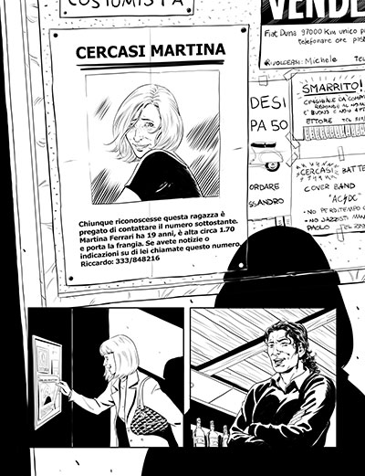 Tavola tratta da Davvero numero 7<br>disegni di Marco Dominici<br><i>(c) 2013 Paola Barbato</i>