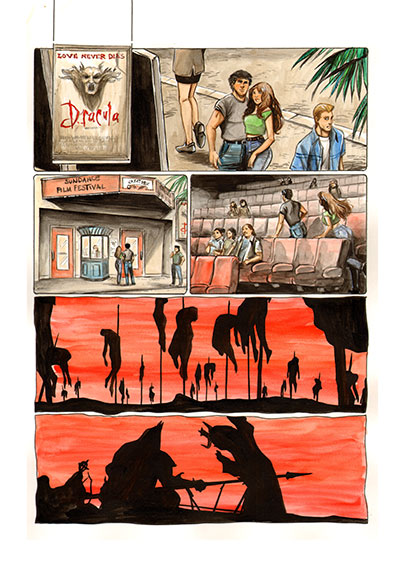 Tavola tratta da David l'Errante numero 1<br>disegni e colori di Michela Cacciatore<br><i>(c) 2013 Salvatore Taormina</i>