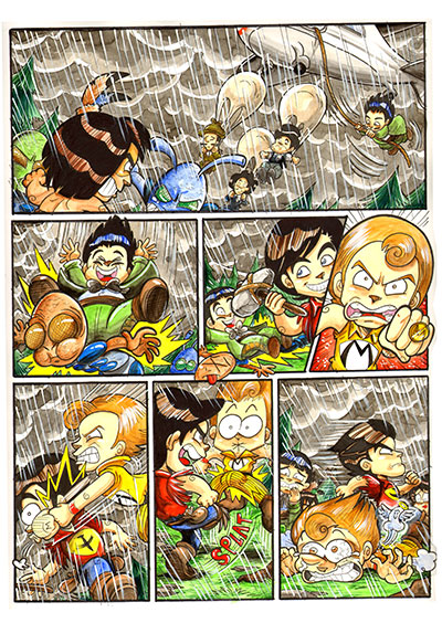 Tavola tratta da Zavor numero 1<br>disegni di Elena Mirulla, colori di Michela Cacciatore<br><i>(c) 2013 Salvatore Taormina</i>