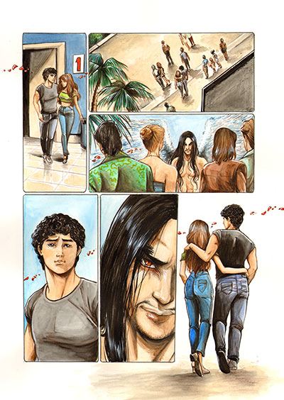 Tavola tratta da David l'Errante numero 1<br>disegni e colori di Michela Cacciatore<br><i>(c) 2013 Salvatore Taormina</i>