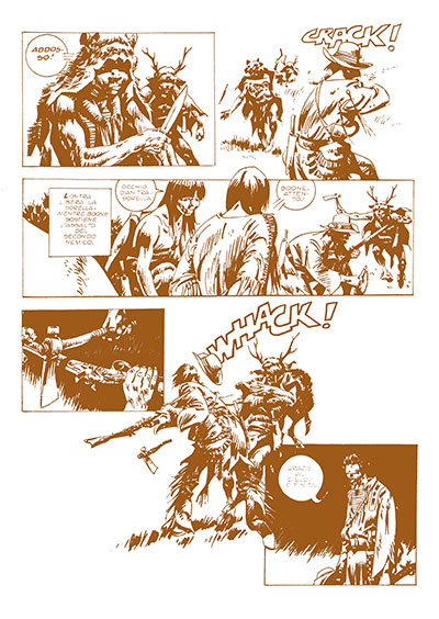 Tavola tratta da Boone - 2a parte [Le avventure del West numero 4]<br>disegni di Renzo Calegari<br><i>(c) 2013 Salvatore Taormina</i>