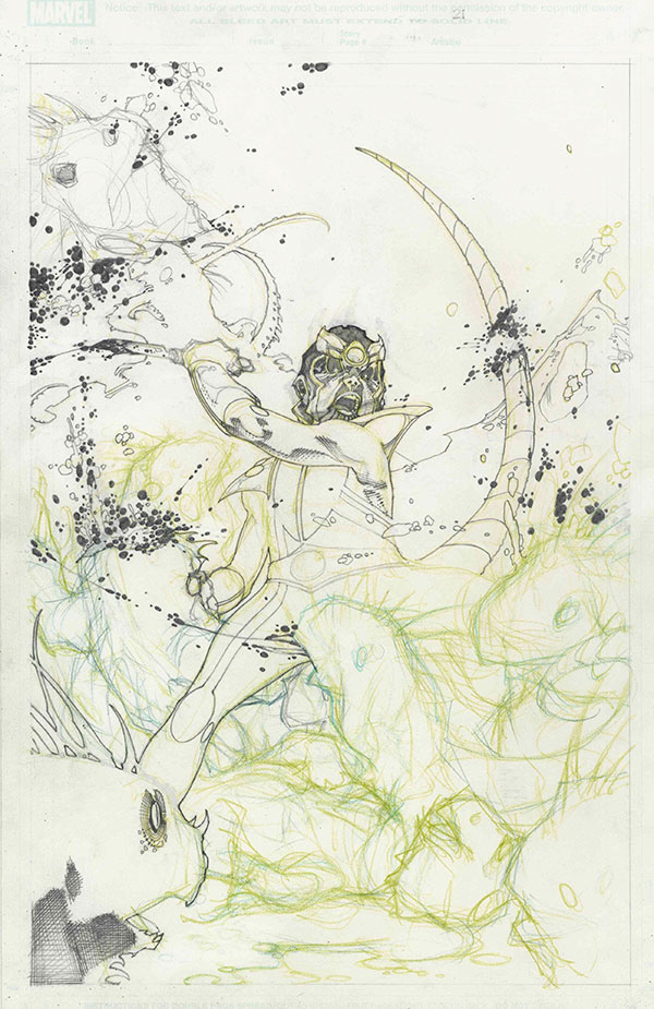 Layout tavola tratta da Thanos Rising<br>disegni di Simone Bianchi<br><i>(c) TM & © 2013 MARVEL Edizione italiana: Panini S.p.A.</i>