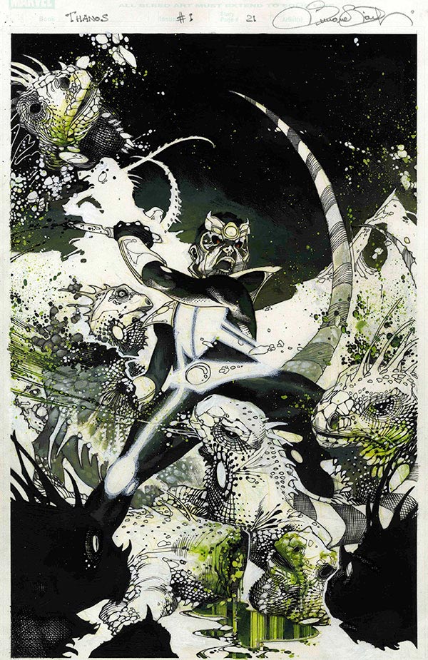 Tavola tratta da Thanos Rising Tavola tratta da Thanos Rising<br>disegni di Simone Bianchi<br><i>(c) TM & © 2013 MARVEL Edizione italiana: Panini S.p.A.</i>