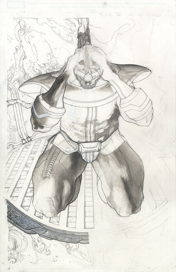 Matite tavola tratta da Thanos Rising<br>disegni di Simone Bianchi<br><i>(c) TM & © 2013 MARVEL Edizione italiana: Panini S.p.A.</i>