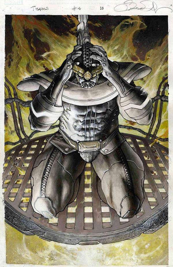 Tavola tratta da Thanos Rising Tavola tratta da Thanos Rising<br>disegni di Simone Bianchi, colori di Ive Svorcina<br><i>(c) TM & © 2013 MARVEL Edizione italiana: Panini S.p.A.</i>