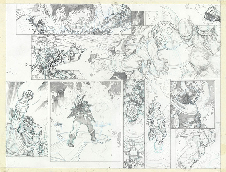 Matite tavola tratta da Thanos Rising Matite tavola tratta da Thanos Rising<br>disegni di Simone Bianchi<br><i>(c) TM & © 2013 MARVEL Edizione italiana: Panini S.p.A.</i>