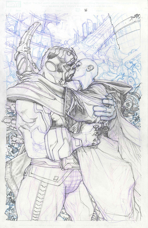 Layout tavola tratta da Thanos Rising<br>disegni di Simone Bianchi<br><i>(c) TM & © 2013 MARVEL Edizione italiana: Panini S.p.A.</i>