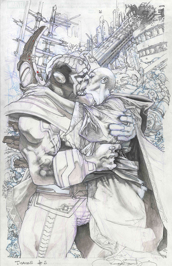 Matite tavola tratta da Thanos Rising<br>disegni di Simone Bianchi<br><i>(c) TM & © 2013 MARVEL Edizione italiana: Panini S.p.A.</i>