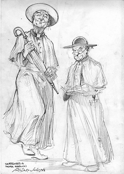 Studio Personaggi: Padre Brown<br>disegni di Werner Maresta<br><i>(c) 2013 ReNoir</i>