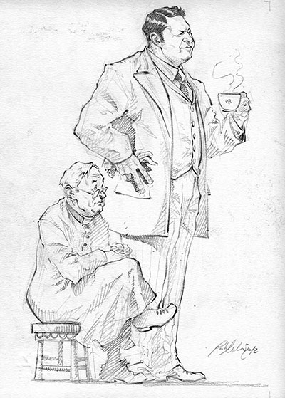 Studio Personaggi: Flambeau & Padre Brown<br>disegni di Werner Maresta<br><i>(c) 2013 ReNoir</i>