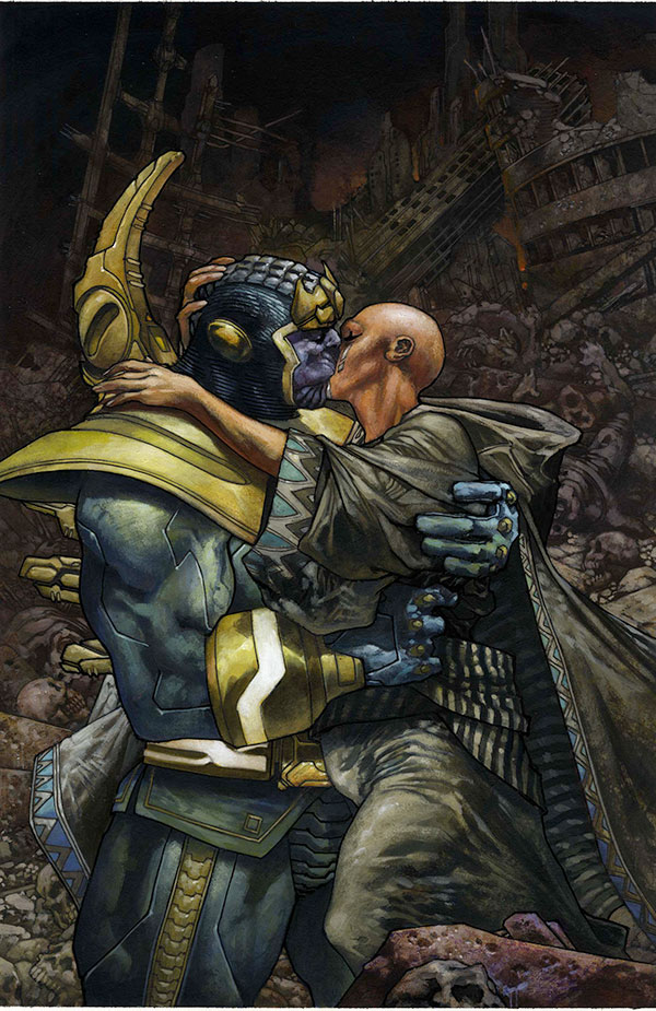 Tavola tratta da Thanos Rising Tavola tratta da Thanos Rising<br>disegni di Simone Bianchi, colori di Ive Svorcina<br><i>(c) TM & © 2013 MARVEL Edizione italiana: Panini S.p.A.</i>