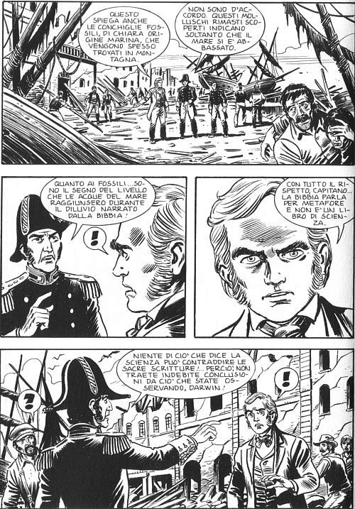 Dopo l'apocalisse: Darwin e Fitzroy<br>disegni di Verni e Sedioli, Zagor 579, pag.44<br><i>(c) 2013 Sergio Bonelli Editore</i>