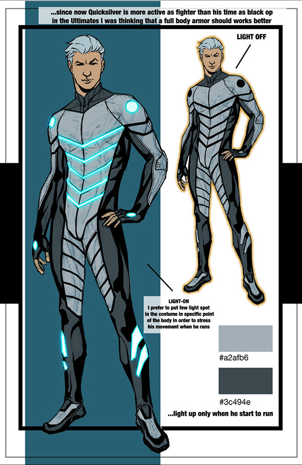Studio Personaggi: Ultimate Quicksilver Studio Personaggi: Ultimate Quicksilver<br>disegni e colori di David Messina<br><i>(c) TM & © 2013 MARVEL Edizione italiana: Panini S.p.A.</i>