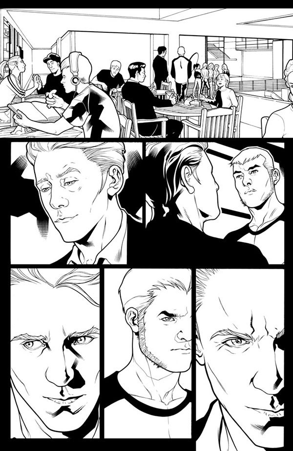 Chine tavola tratta da Ultimate Comics Wolverine: Eredità<br>disegni di David Messina, chine di Gary Erskine & Gaetano Carlucci<br><i>(c) TM & © 2013 MARVEL Edizione italiana: Panini S.p.A.</i>